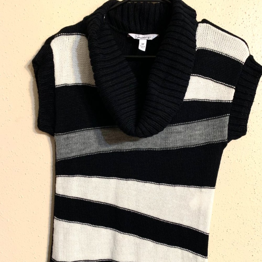 Speechless Black, White, Grey Turtleneck Dress, Medium